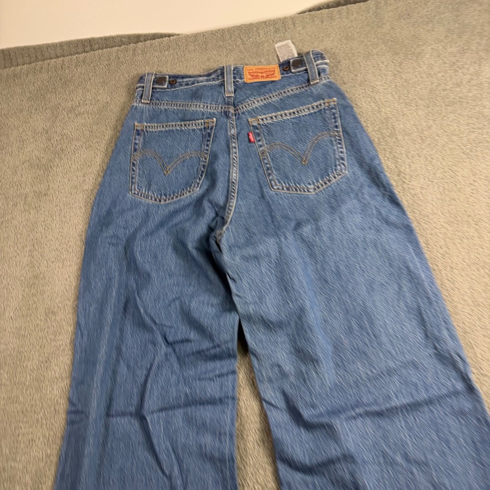 Levi Strauss Cinch Baggy Wide Leg High Rise Blue Denim Jeans Size 27